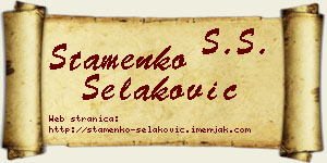 Stamenko Selaković vizit kartica